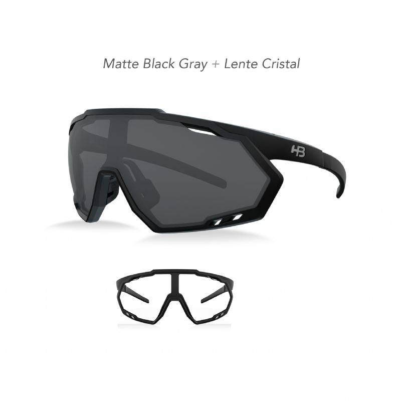 OCULOS HB SPIN FILTRO 3 UV PRETO/CINZA C/ 2 LENTES PRETA E TRANSPARENTE