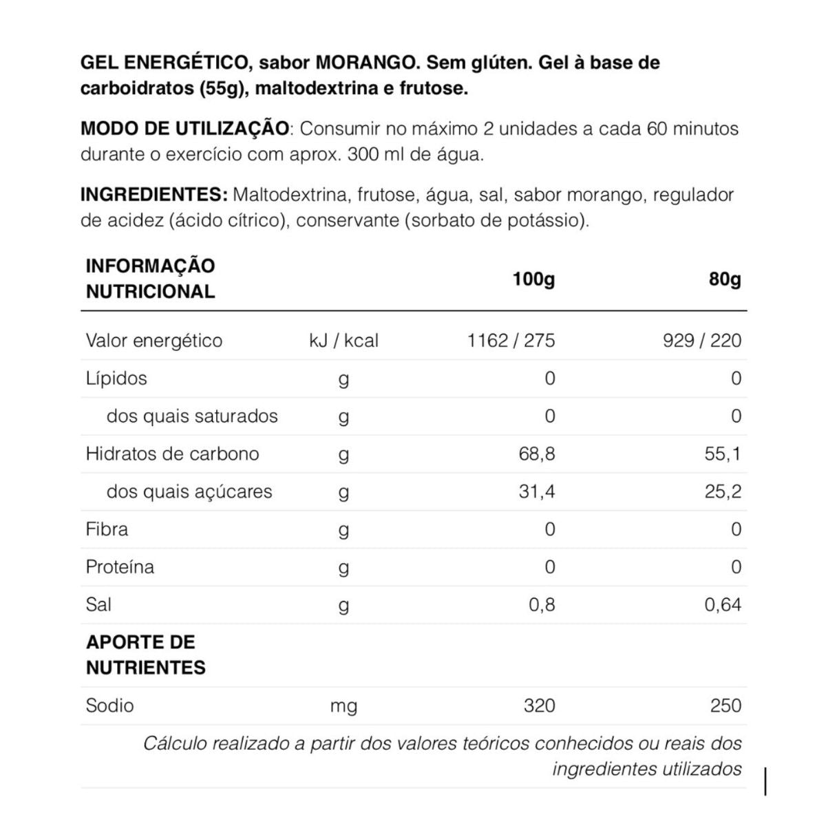 GEL 226ERS HIGH FRUCTOSE GEL 80GR MORANGO (FRESA)