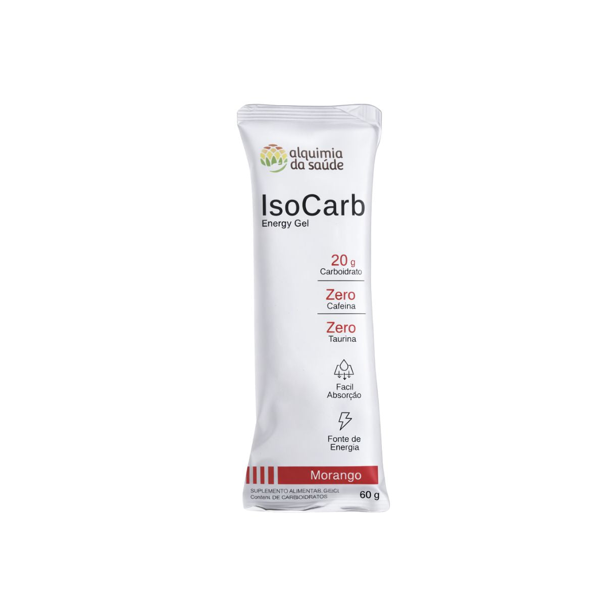 ISOCARB GEL ALQUIMIA DA SAUDE CAIXA COM 15 UNIDADES SABOR MORANGO