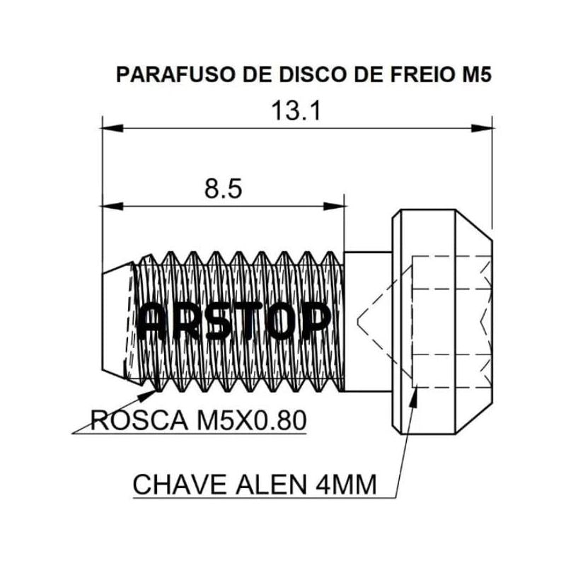 KIT 12 PARAFUSOS M5 X 13 X 0.8 PASSO RAINBOW B0313R