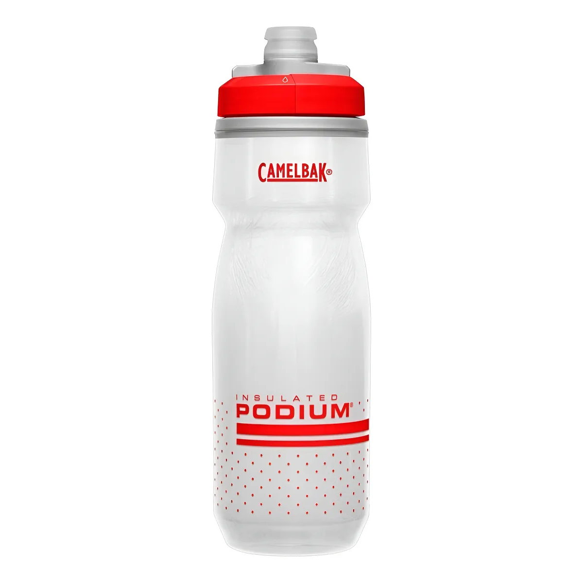 GARRAFA CAMELBAK PODIUM CHILL 0,62L BRANCO COM VERMELHO