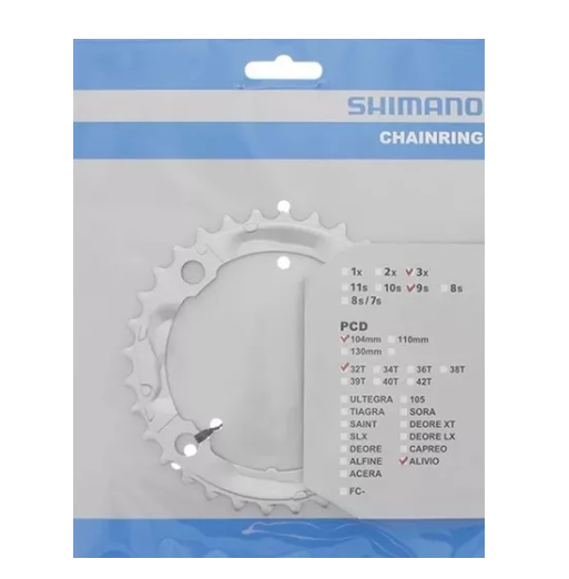 COROA SHIMANO ALIVIO FC-M430 3X9V 32D BCD 104 32D PRATA 32D PRATA