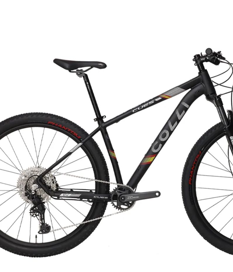 BIC. COLLI SEVILHA ALUMINIO A.29 TM 15 F.DISCO KIT CUES 1X11 ROCKSHOX PRETO (VERMELHO/AMARELO/PRATA)