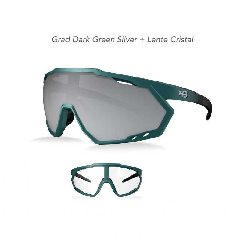 OCULOS HB SPIN GRAD DARK GREEN PRATA, CRISTAL