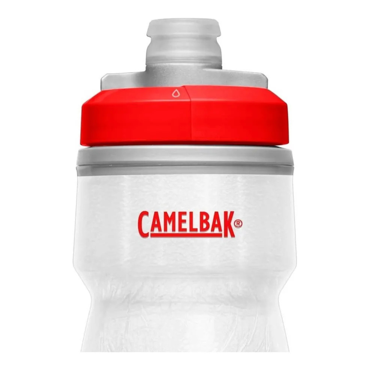 GARRAFA CAMELBAK PODIUM CHILL 0,62L BRANCO COM VERMELHO