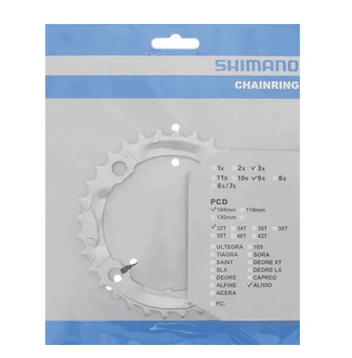 COROA SHIMANO ALIVIO FC-M430 3X9V 32D BCD 104 32D PRATA 32D PRATA