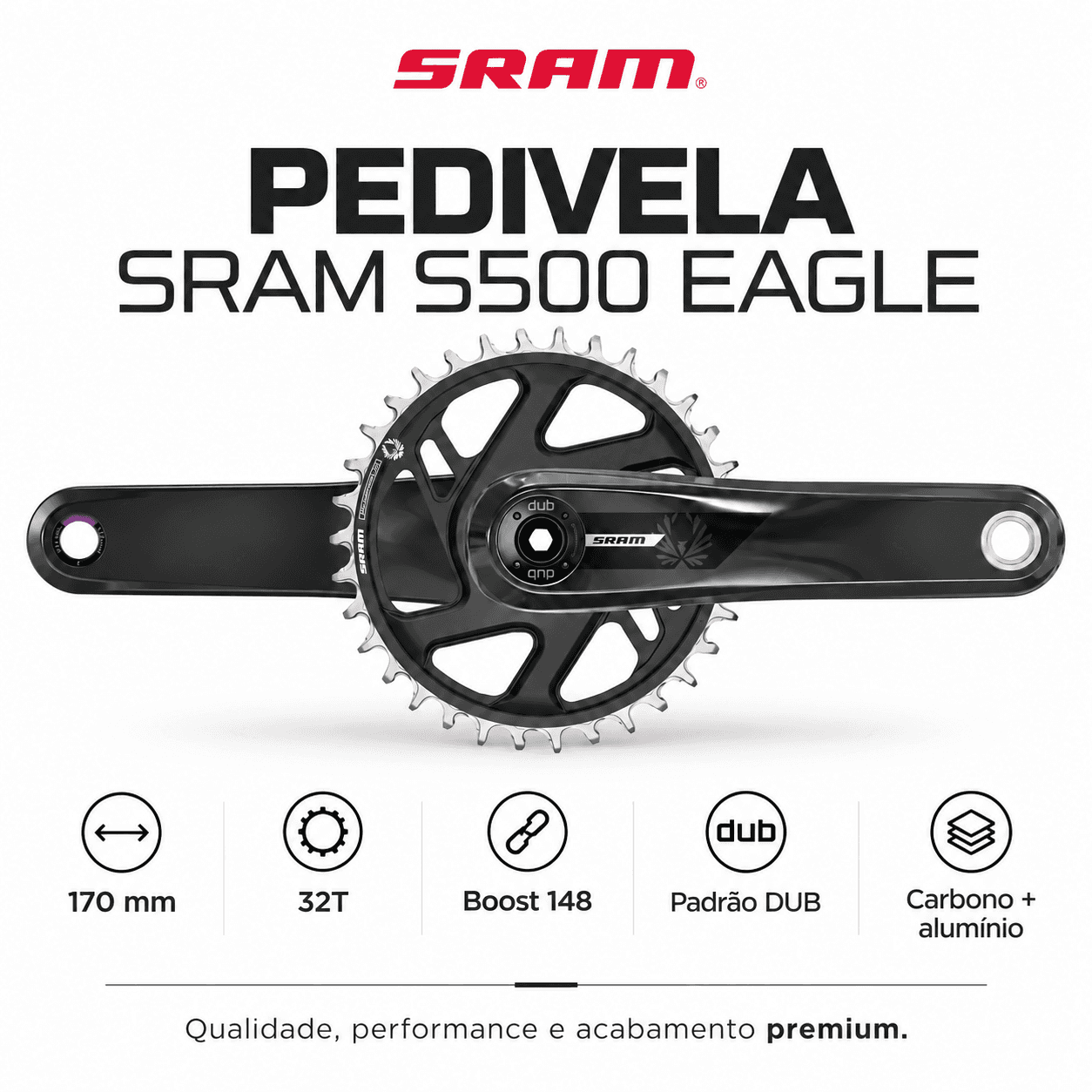 PEDIVELA SRAM S500 EAGLE - CL55 DUB CARBONO 170MM 32T
