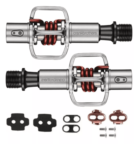 PEDAL CRANK BROTHERS MTB EGG BEATER 1 MOLA VERMELHA PRATA/VERMELHA