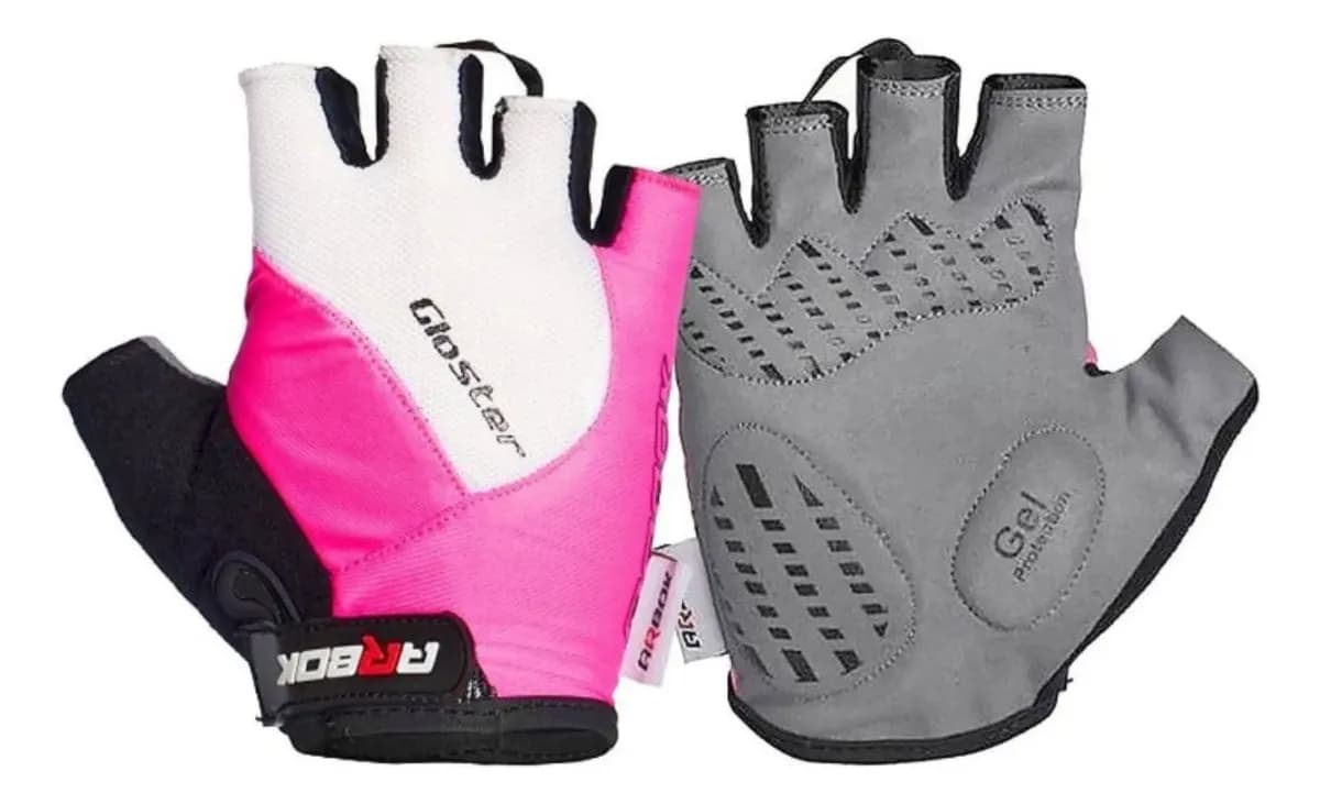 LUVA PARA CICLISMO ARBOK DEDO CURTO GLOSTER PRETO ROSA BRANCO TAM G COM VELCRO