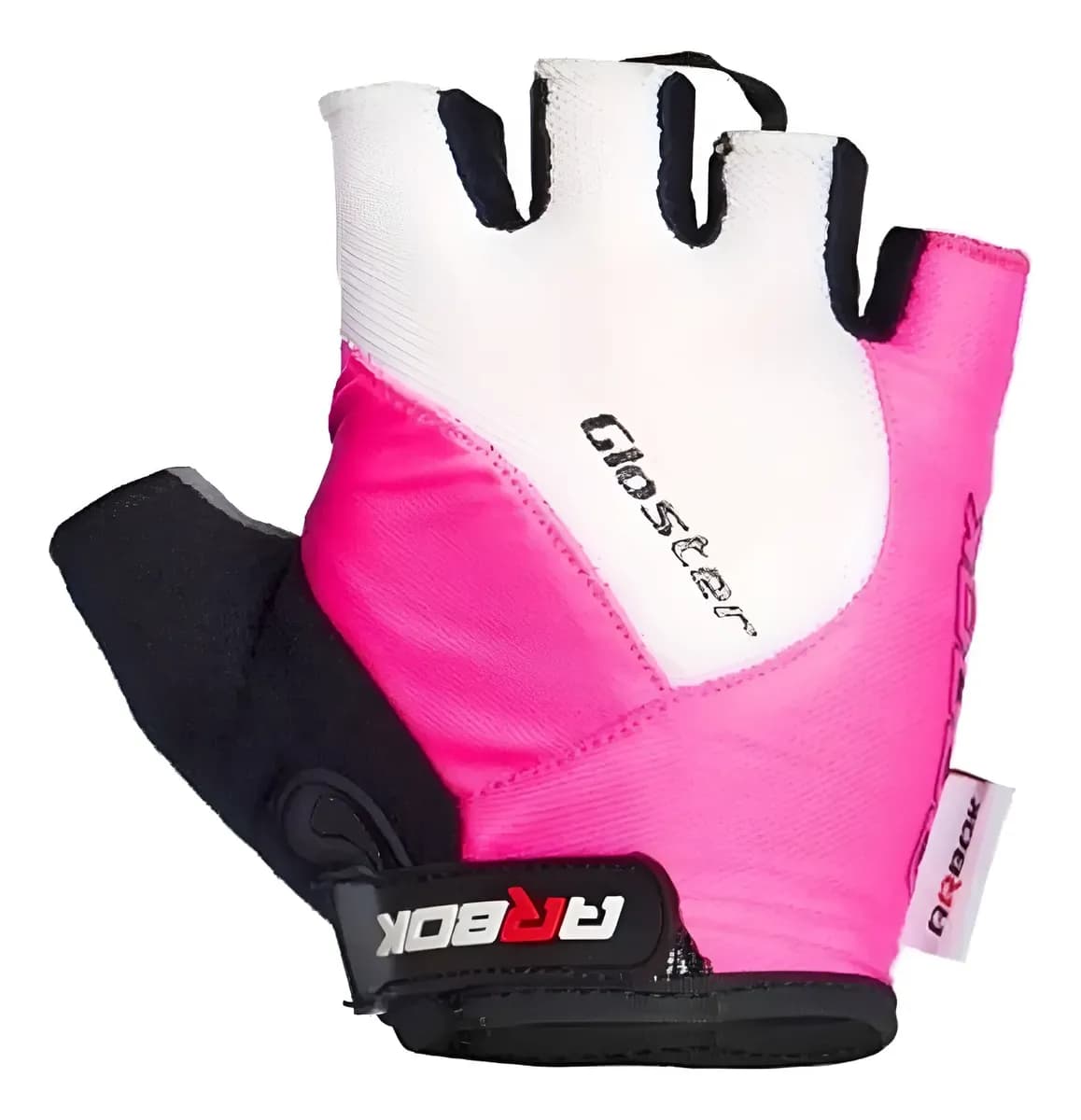 LUVA PARA CICLISMO ARBOK DEDO CURTO GLOSTER PRETO ROSA BRANCO TAM M COM VELCRO