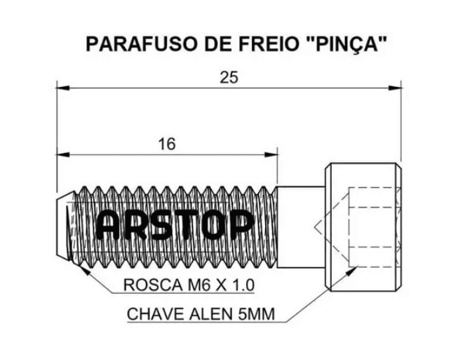 KIT 4 PARAFUSOS M6 X 25 X 1.0 PASSO RAINBOW 25X1.0MM RAINBOW
