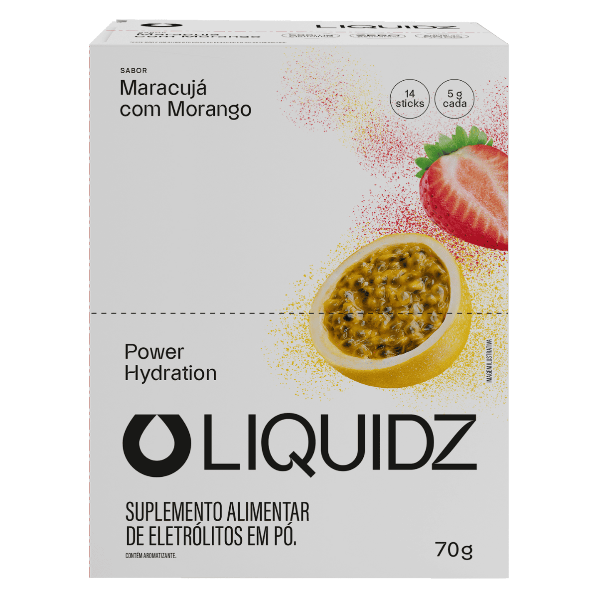 LIQUIDZ ELETRÓLITOS EM PÓ MARACUJÁ COM MORANGO CX 14UN