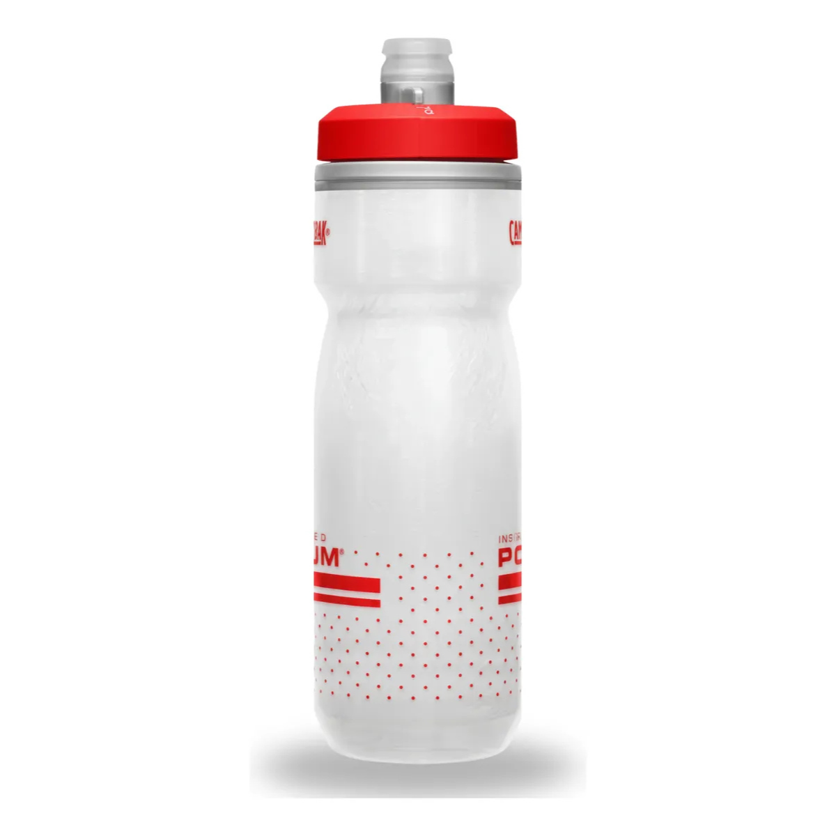 GARRAFA CAMELBAK PODIUM CHILL 0,62L BRANCO COM VERMELHO