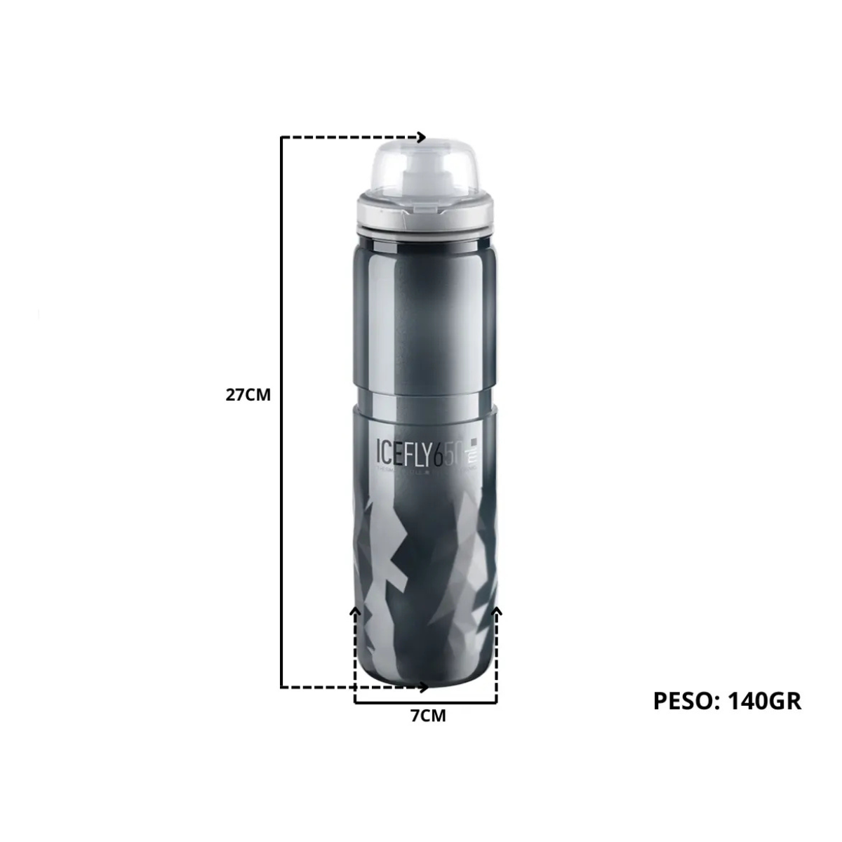 GARRAFA ELITE TERMICA ICE FLY 650ML CON CINZA
