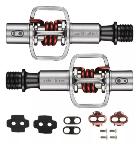 PEDAL CRANK BROTHERS MTB EGG BEATER 1 MOLA VERMELHA  PRATA/VERMELHA