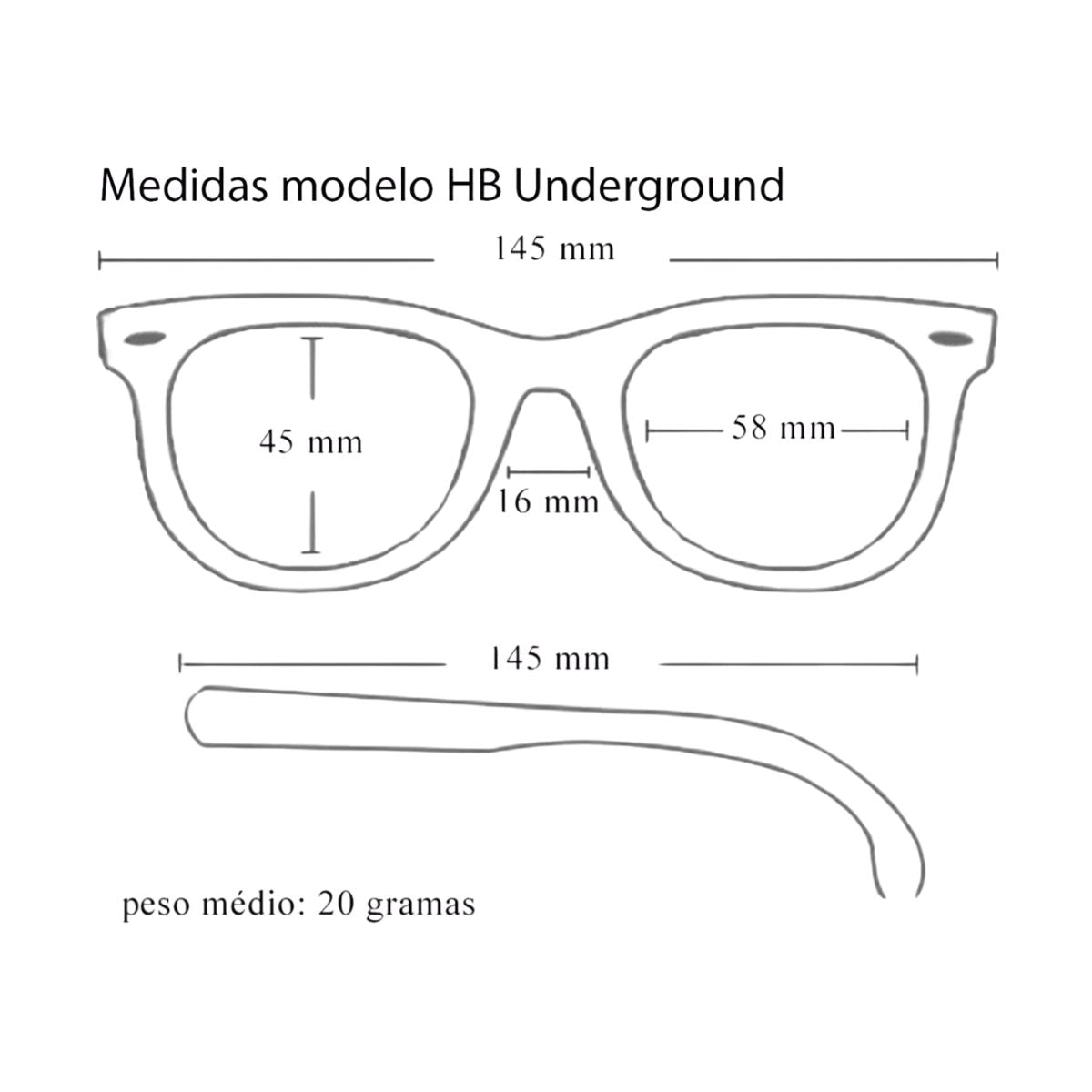 OCULOS HB UNDERGROUND M PRETO/MADEIRA POLARIZED CINZA