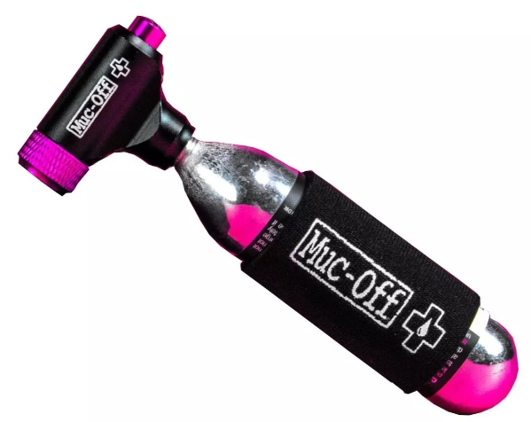 KIT INFLADOR DE CO2 MUC-OFF PARA ROAD GATILHO E 2 16GRAMAS ROSA/PRATA