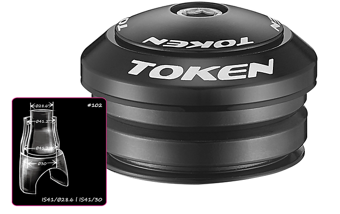 CAIXA DE DIREÇAO TOKEN OMEGA A1M 1-1/8'' INTEGRADA  Preto