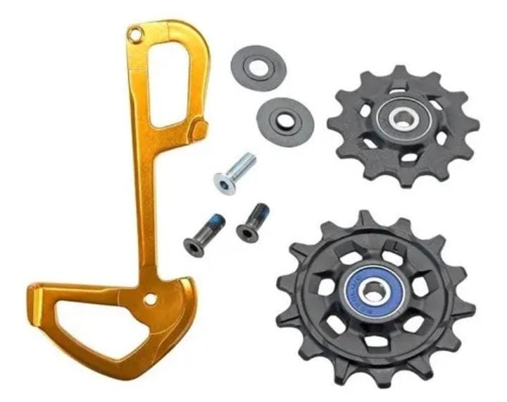 KIT P/ CAMBIO TRASEIRO SRAM XX1 EAGLE 12VEL ROLDANAS E CAGE INTERNO DOURADO