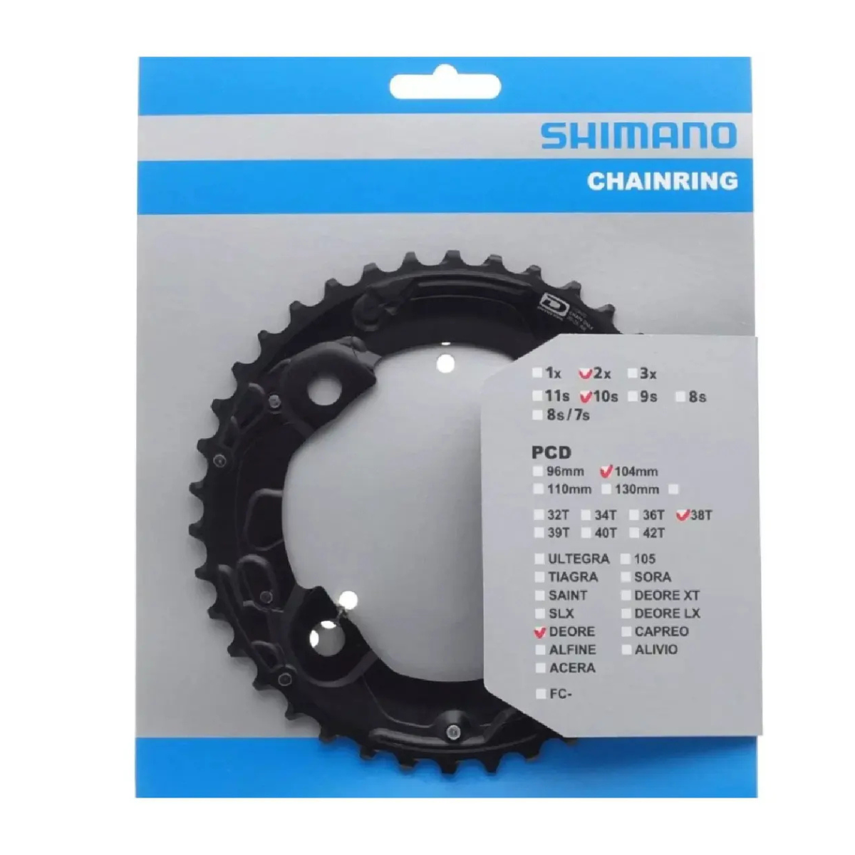 COROA SHIMANO DEORE FC-M615 38D BCD 104MM 2X10V