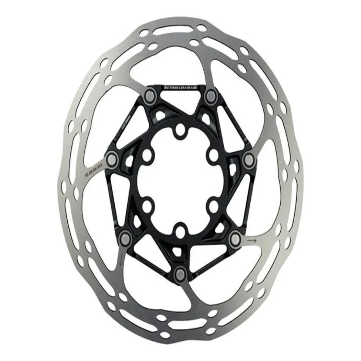 DISCO P/ FREIO SRAM CENTER LINE 2 160MM CENTRO PRETO 6 PARAFUSOS 160MM PRATA
